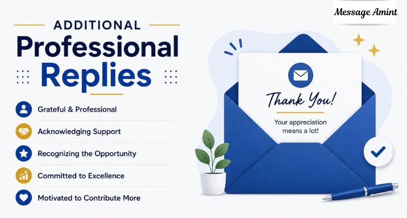 Additional professional replies to appreciation email from boss with thank you letter and professional icons.