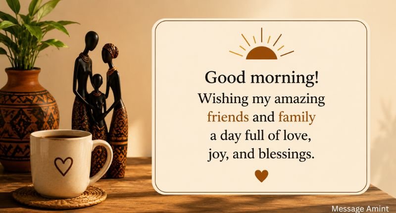 American African good morning messages for friends and family with warm morning quote card