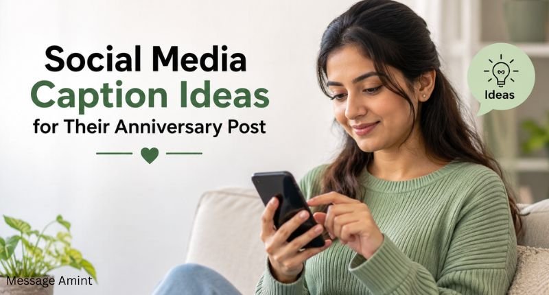 A girl searching Social Media Caption Ideas for Their Anniversary Post