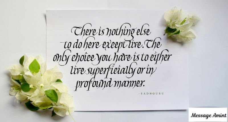An elegant calligraphy card with a quote by Sadhguru surrounded by white bougainvillea flowers, ideal for appreciation messages to show respect and gratitude to your sister-in-law.