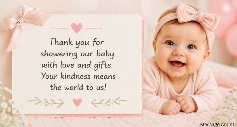 baby shower thank you message quote and with cute baby