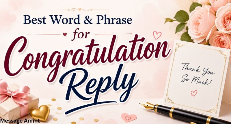 Best word and phrase for congratulation reply with elegant thank you card design