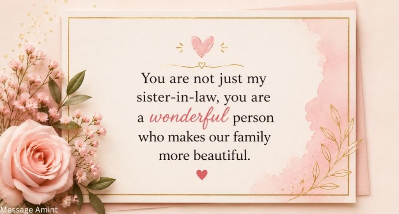 Compliment and praise quote card message for sister-in-law