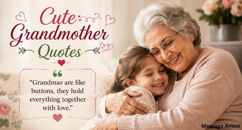 Cute Grandmother Quotes featuring a happy grandmother hugging her granddaughter with a sweet love quote.