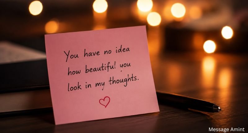 Deep love messages for her showing a simple flirty love message on a clean romantic background.