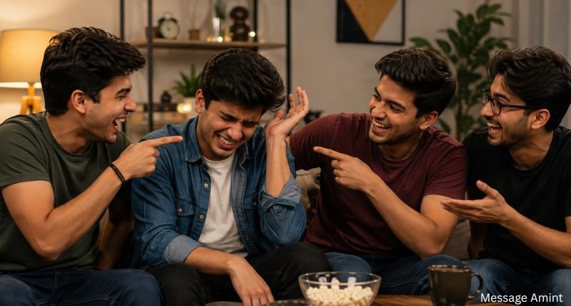 Good roasts that hurt showing best friends laughing and roasting each other during a fun hangout