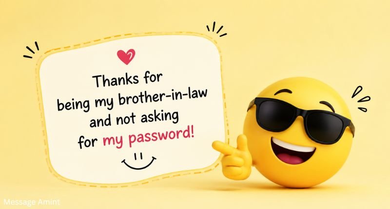 Funny quote card with a humorous brother-in-law message and cheerful smiley illustration.