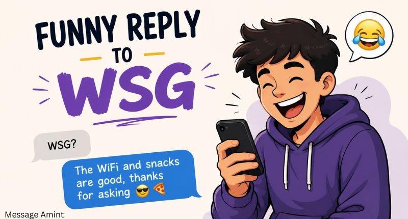 Funny reply to WSG illustration showing a humorous text message reaction