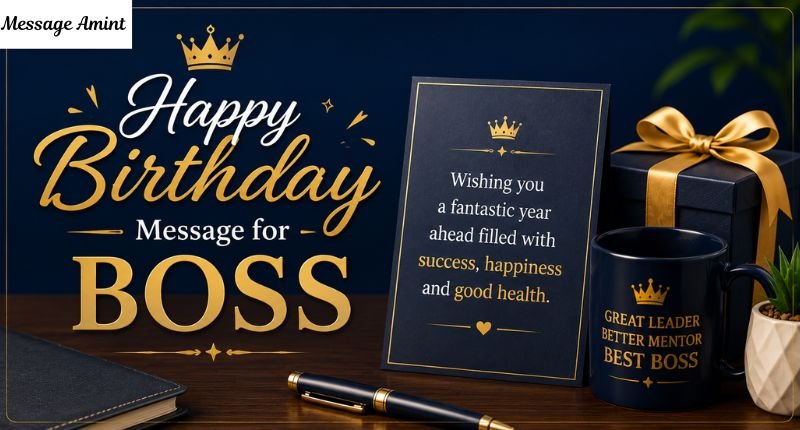 Happy Birthday Message for Boss greeting card banner