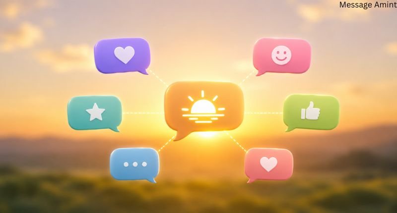 Soft sunrise with a glowing message bubble symbolizing the hidden meaning behind every good morning text.