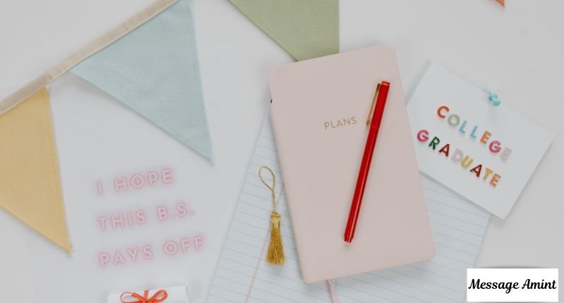 Graduation planner notebook with pen tassel and college graduate card