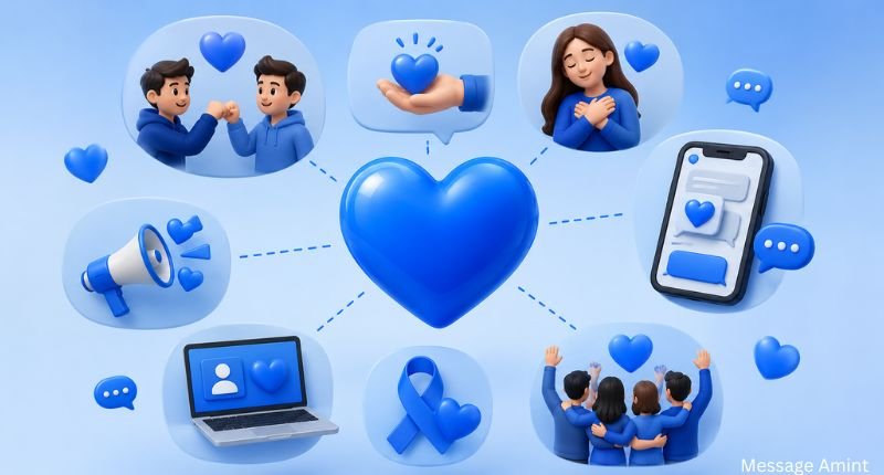 How the blue heart emoji is used in messages, friendship, support, social media, and communication