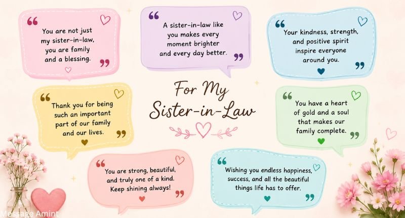 Inspirational and meaningful quotes message for sister-in-law in colorful message bubbles