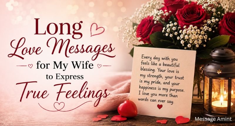 Long Love Messages for My Wife to Express True Feelings with beautiful roses, lantern, heartfelt note, and romantic atmosphere
