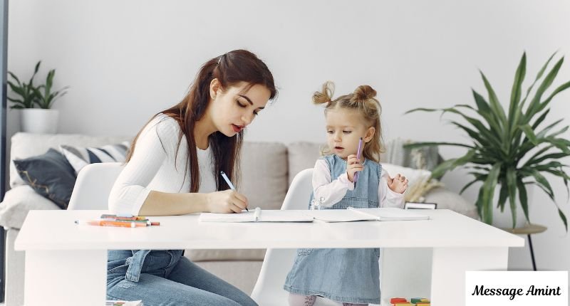 Personalized good morning message for aunt writing with niece