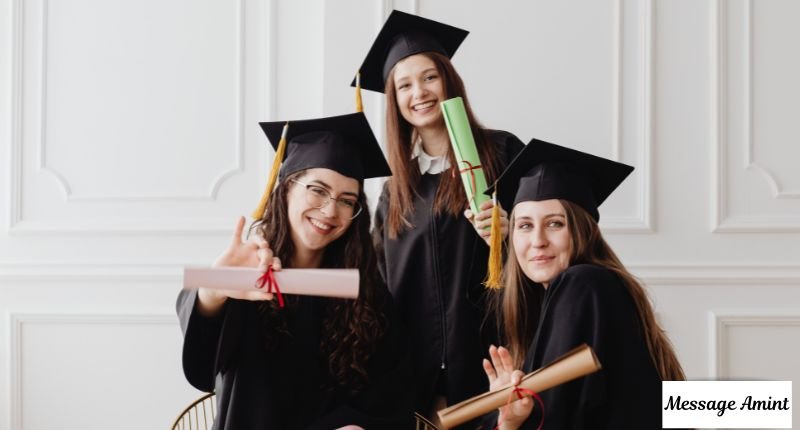 Group of proud graduates celebrating with diplomas after graduation