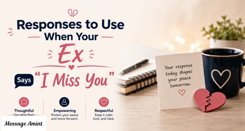 Responses to use when your ex says I miss you illustration with broken heart note