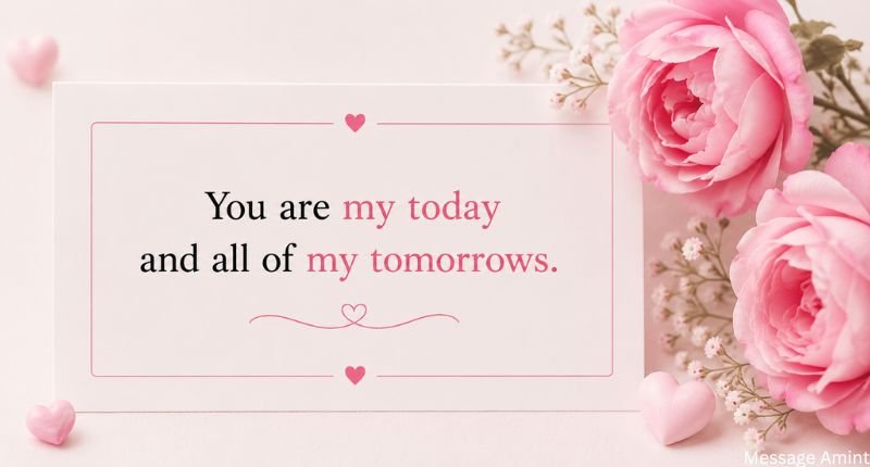 Short Romantic Love Quotes for Him quote card with soft pink flowers
