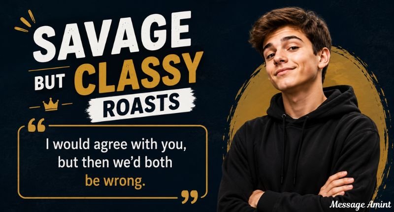 Savage but classy roasts featuring a confident person with a clever and respectful comeback quote