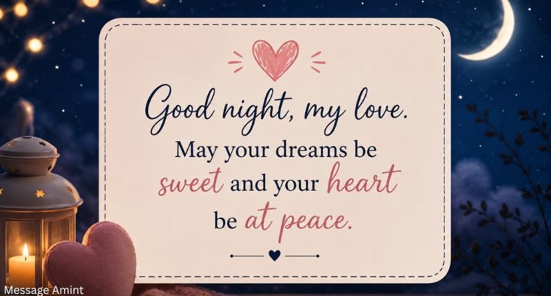 Sweet and simple good night quote card with a heartfelt love message
