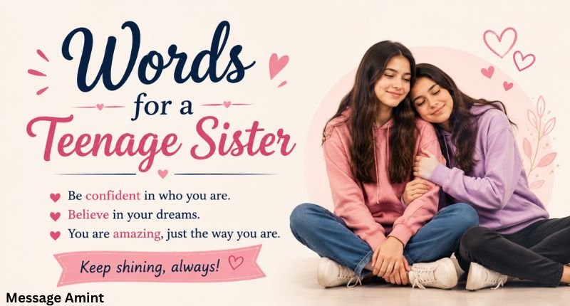 Words for a teenage sister with a heartwarming illustration of two sisters sharing a supportive and loving moment
