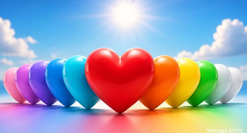 Colorful heart emojis showing the evolution from red heart to different heart emoji colors