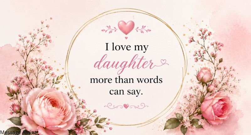 I love my daughter quotes short floral design with pink flowers