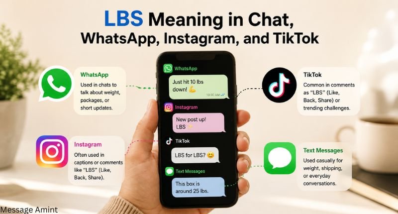 LBS meaning in chat WhatsApp Instagram and TikTok with smartphone messaging examples