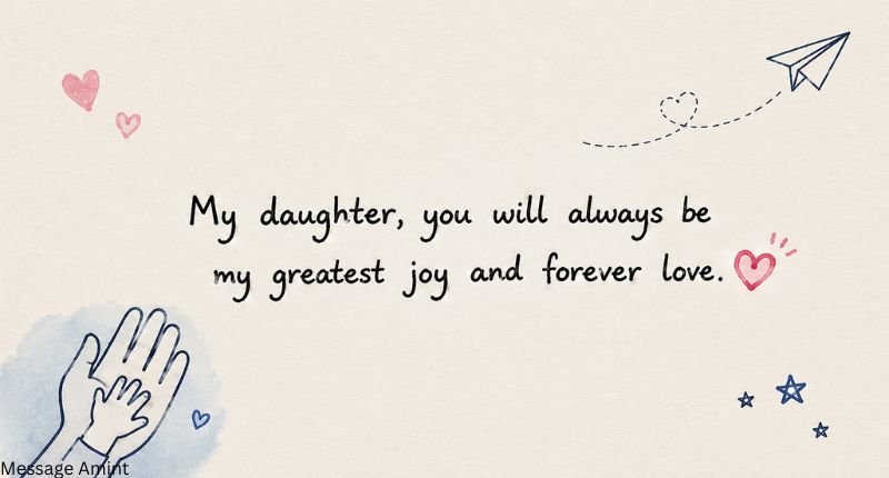 Loving message for daughter from dad with paper airplane and father-daughter illustration