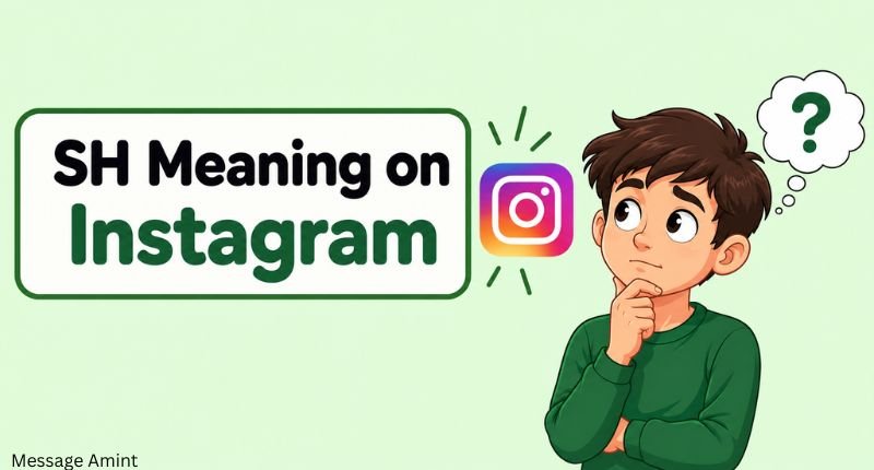 SH meaning on Instagram with Instagram logo and thoughtful cartoon boy