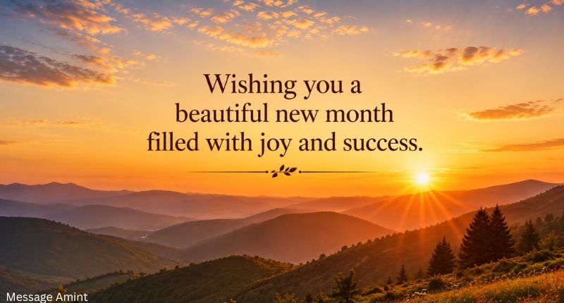 Short and Sweet New Month Wishes for My Brother with a warm sunrise and mountain background