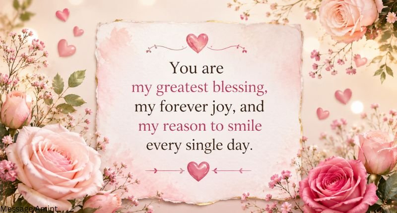 Short beautiful words for my daughter quote with pink roses and flowers