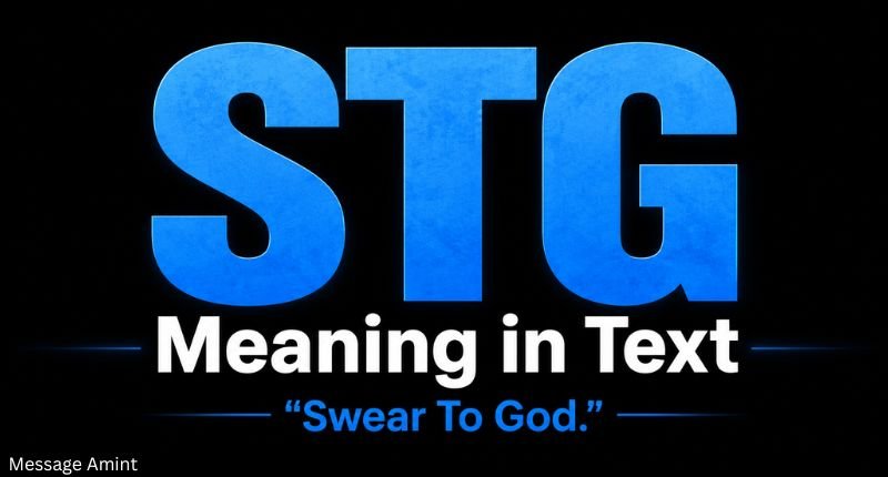 STG Meaning in Text — large blue STG lettering with “Meaning in Text” and “Swear To God” underneath on a black background.