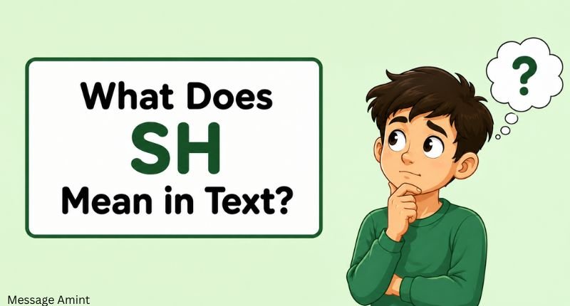 What does SH mean in text with a thoughtful cartoon boy and question mark